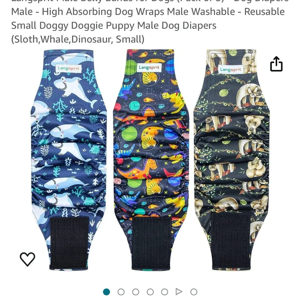 Lang spirit set of three Velcro closure, dog diapers fits small dog